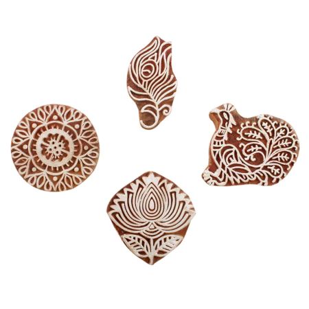 Set of 4 Piece New Mix Wooden Printing Block